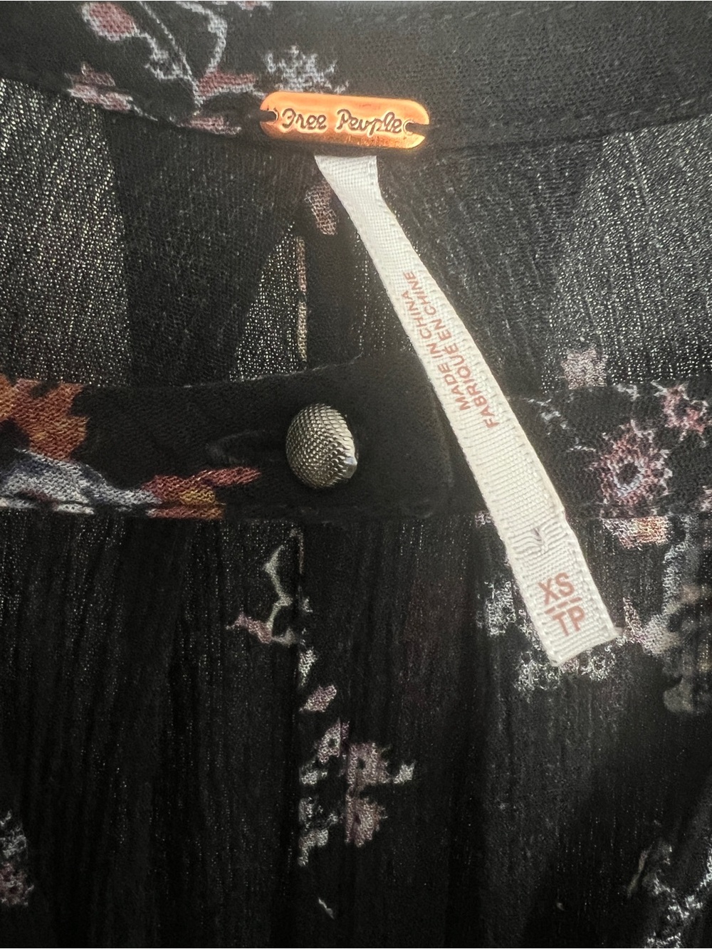 Free People Tree Swing Floral Fairy Boho Whimsygoth Mini Dress Pockets Blk SZ XS - Picture 9 of 10